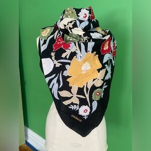 Cacharel vintage cotton black floral scarf